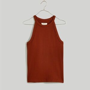 Madewell - Ribbed Cutaway Crewneck Tank in Stained Mahogany